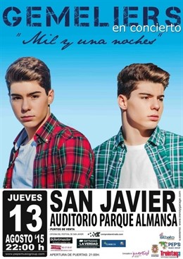 Gemeliers actúa este jueves en el auditorio municipal de San Javier