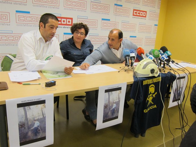 Representantes de CC.OO., UGT, CSIF y UGT del sector antiincendios