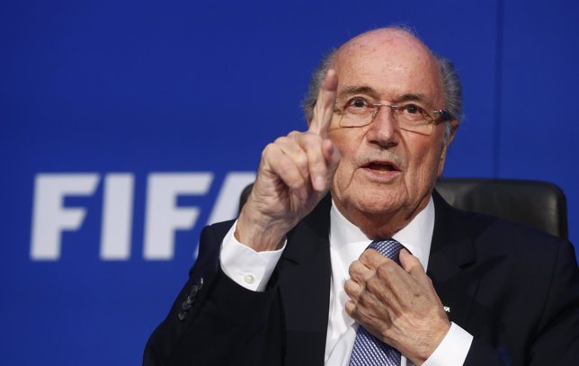 FIFA President Blatter gestures 