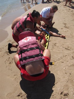 Un momento del simulacro de salvamento