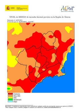 El riesgo de incendios forestales es muy alto en toda la Región 