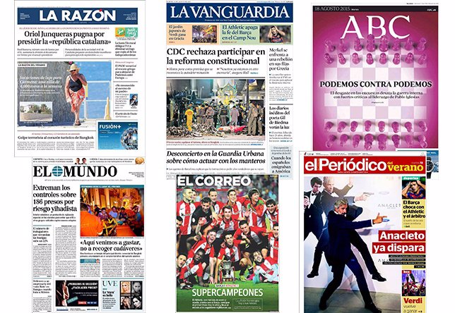 Diarios de España (18 de agosto)