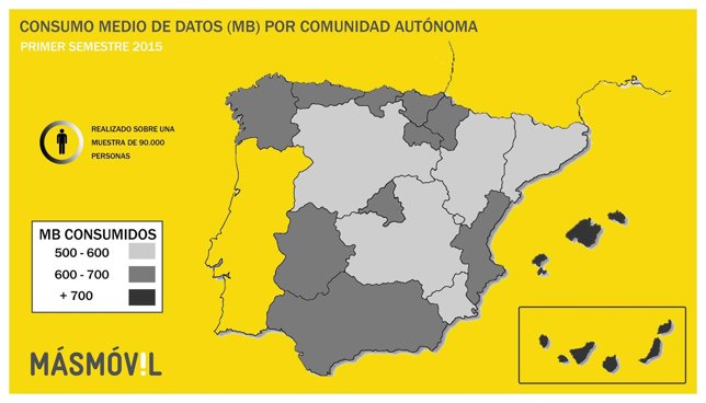 Mapa del uso de la telefonía móvil