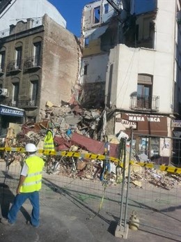 El edificio de Tetuán derrumbado, esta tarde