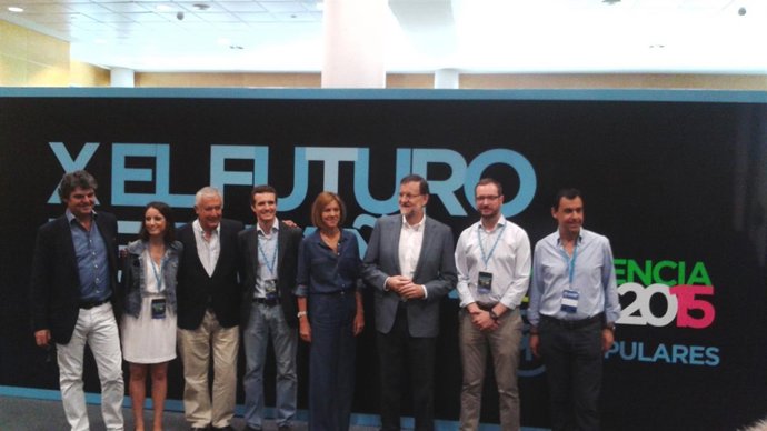 Moragas, Levy, Arenas, Casado, Cospedal, Rajoy, Maroto y Martínez Maíllo