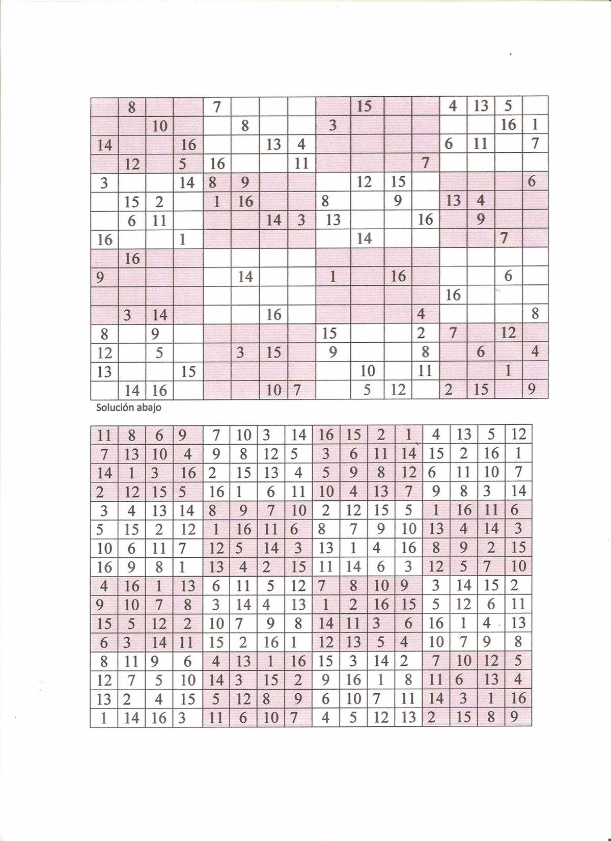 etc. entusiasmo Más grande Sudoku suma 16 x 16, juego que desarrolla la mente además de divertir
