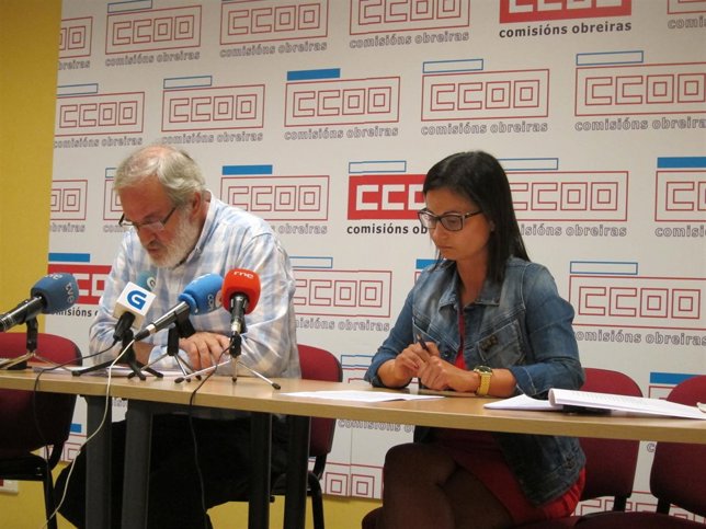 El secretario xeral de CC.OO., Xosé Manuel Sánchez Aguión, con Silvia Parga