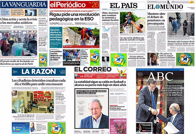 Diarios de España (26 de agosto)