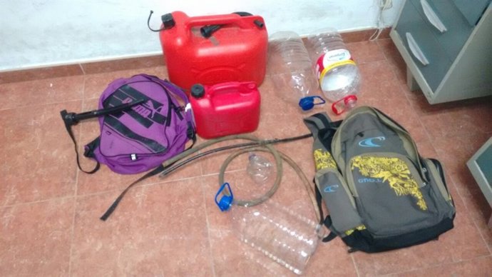 Utensilios usados para el robo de gasolina