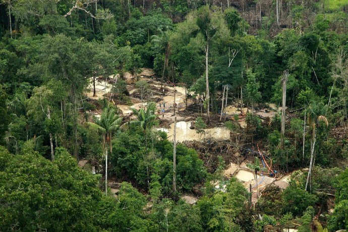 Mineros trabajando en la Amazonía brasileña