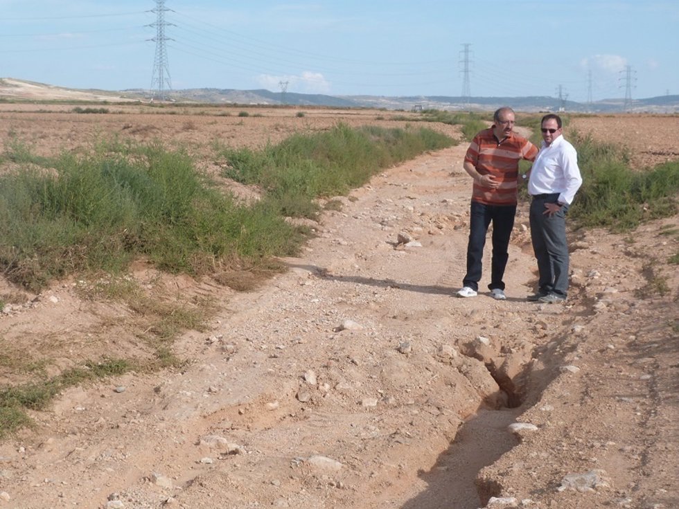 Visita del presidente de la DPT, Millán, al Jiloca tras las tormentas