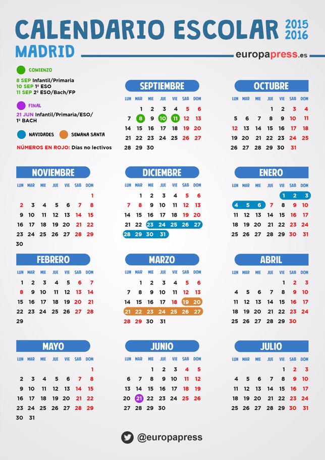 Calendario escolar de Madrid