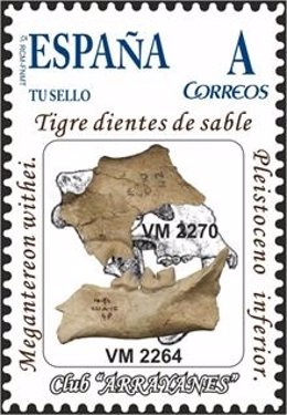 Imagen del sello dedicado al diente de sable de Orce.