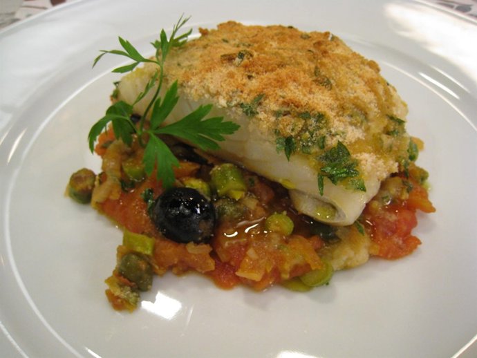 Bacalao gratinado con verduras en 'Cómetelo'