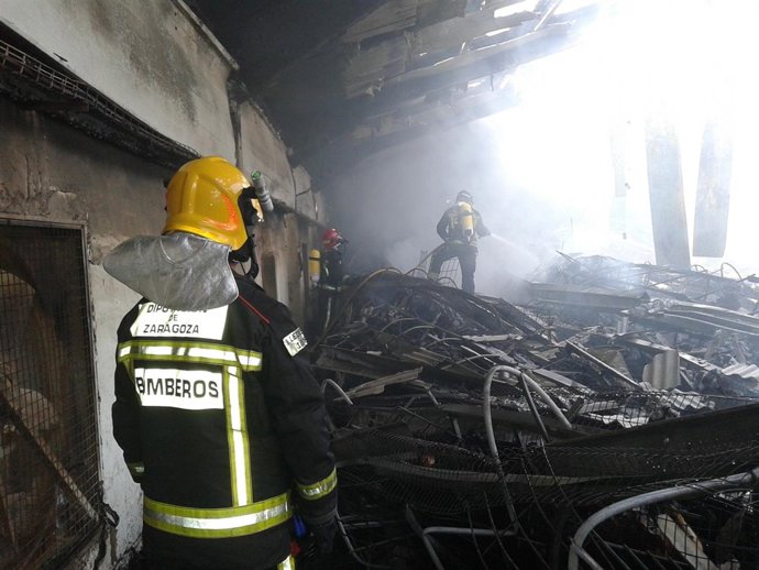 Los bomberos de la DPZ han extinguido el fuego de la granja de Ricla.