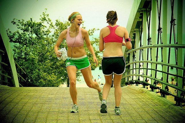 Running, correr, chicas, deporte, deportistas, felices, sonriendo