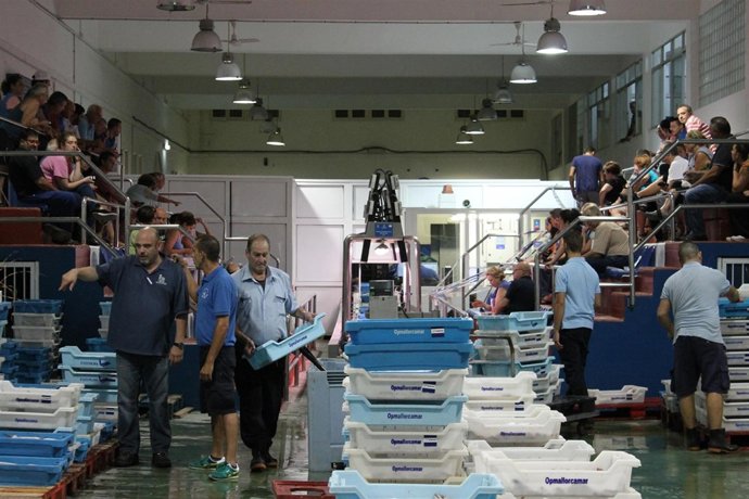 Subasta en la lonja de pescado de Palma