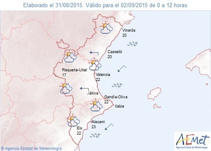 Predicción de este miércoles