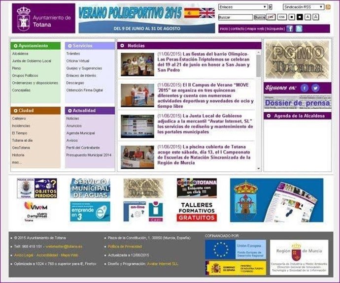 Iamgen de la web corporativa de Totana