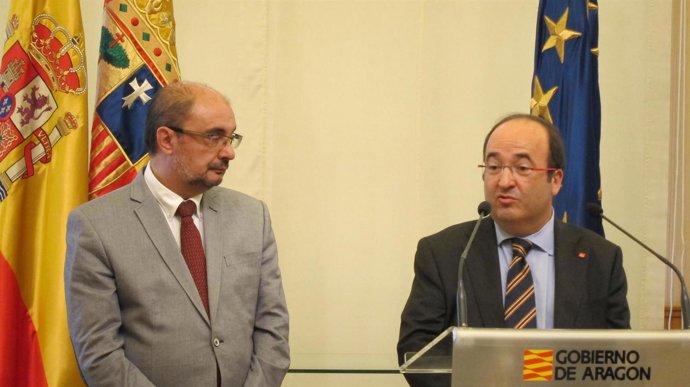 Javier Lambán y Miquel Iceta, en el Edificio Pignatelli