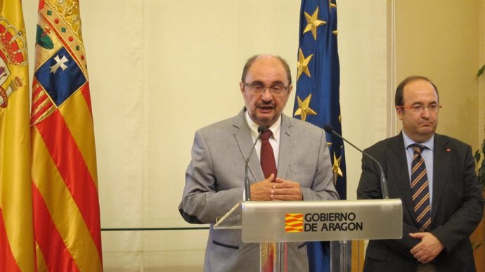 Javier Lambán y Miquel Iceta, en el Gobierno de Aragón