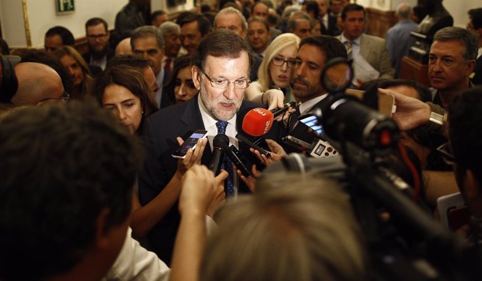 Rajoy a la salida del debate sobre los Presupuestos para 2016 en el Congreso