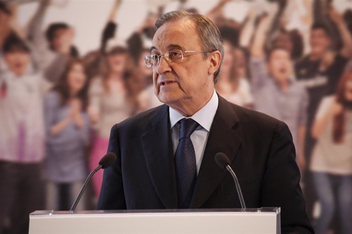 Florentino Pérez durante el acto de la nueva app del Real Madrid