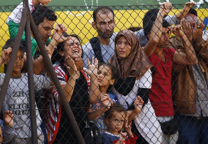 Refugiados en la estación de Bicske