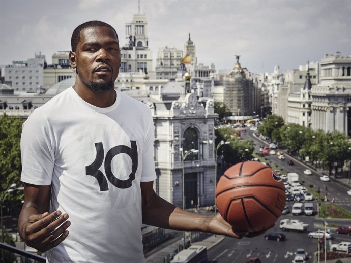Kevin Durant, jugador del Oklahoma City Thunder de gira por Madrid 