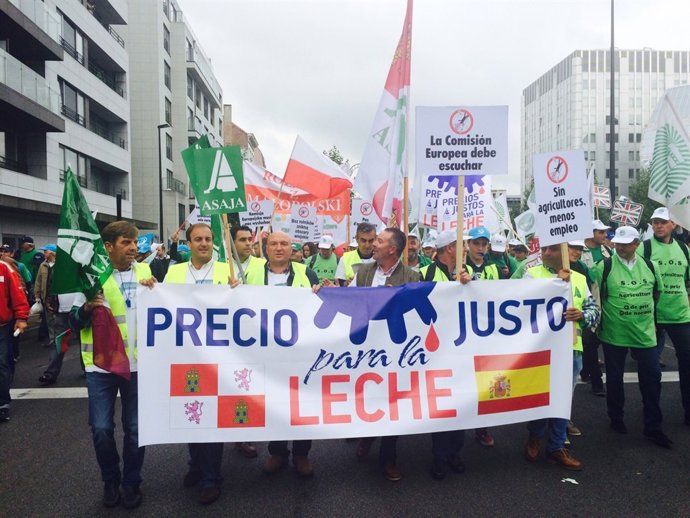 Protesta láctea en Bruselas