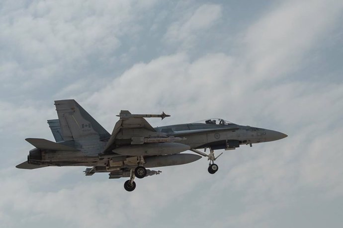 Un caza CF18 de la Fuerza Aérea canadiense