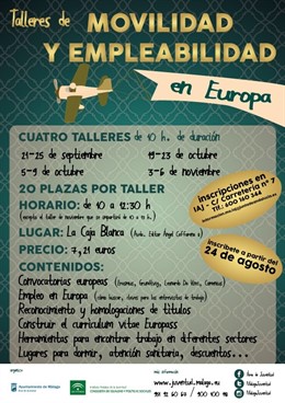 Cartel de talleres de movilidad y empleabilidad europea Arrabal-AID