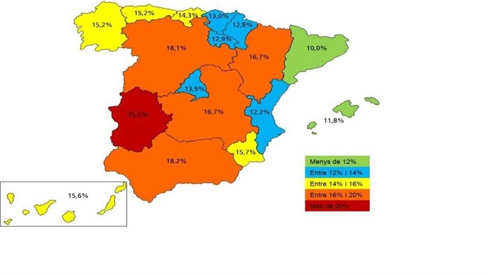 Proporción de empleados públicos por CCAA (estudio Pimec)