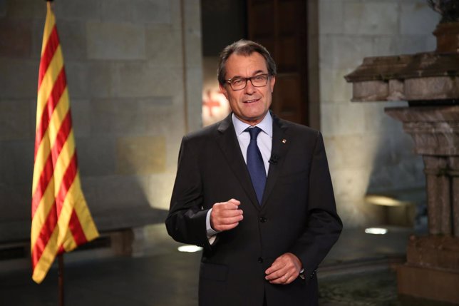 Artur Mas, pte.De la Generalitat, durante su mensaje de la Diada 2015