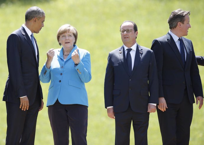 Obama, Merkel, Hollande y Cameron en un encuentro del G7 en Alemania