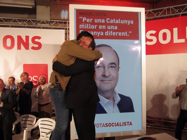 Pedro Sánchez (PSOE), M.Iceta (PSC): campaña de las elecciones catalanas 2015