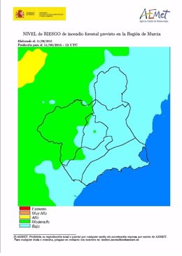 Mapa de riesgos de incendios forestales