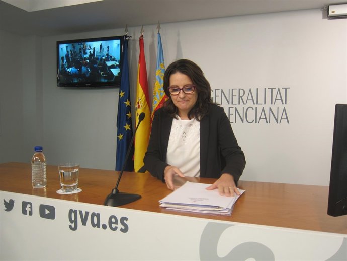 Oltra en la rueda de prensa tras el pleno del Consell