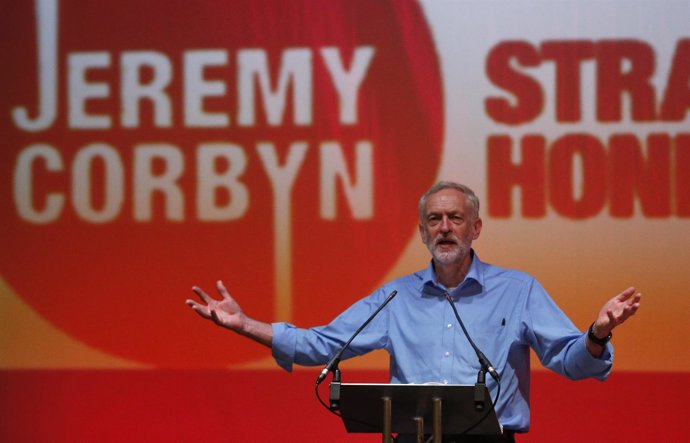 Labour Party leadership candidate Jeremy Corbyn speaks at a rally in the Arts Ce