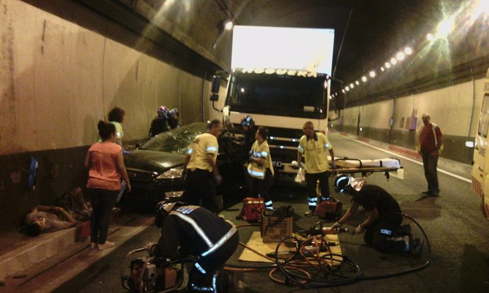 Imagen del accidente en el túnel de Lorca
