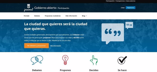Web de las consultas ciudadanas del Ayuntamiento de Madrid
