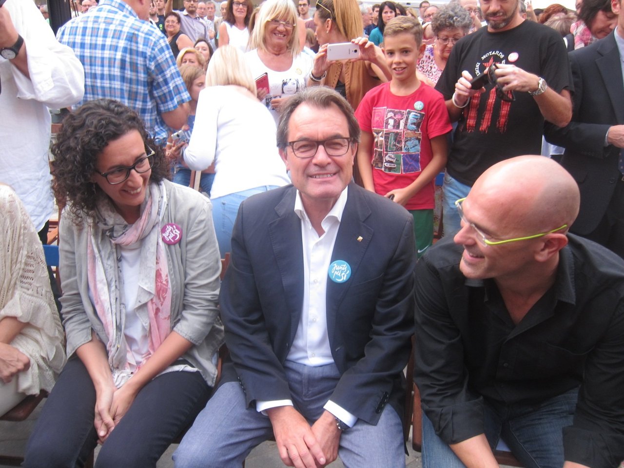 M.Rovira, Artur Mas y R.Romeva, Junts pel sí