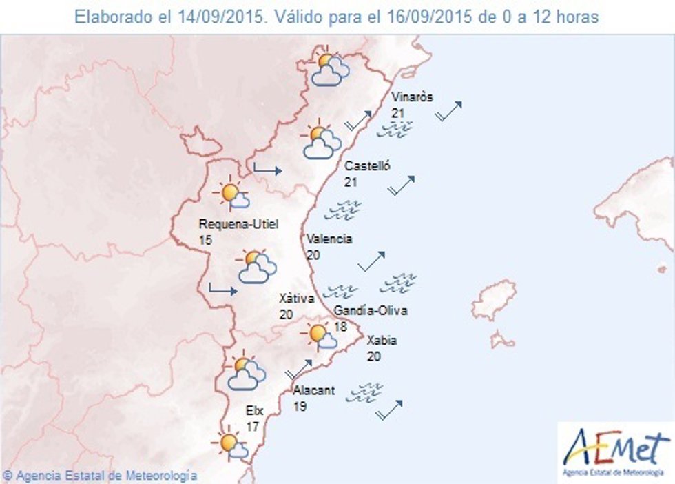 Predicción de este miércoles