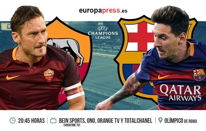 Partido de fase de grupos de Champions League Roma- Barcelona