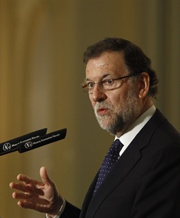 Mariano Rajoy en un desayuno informativo