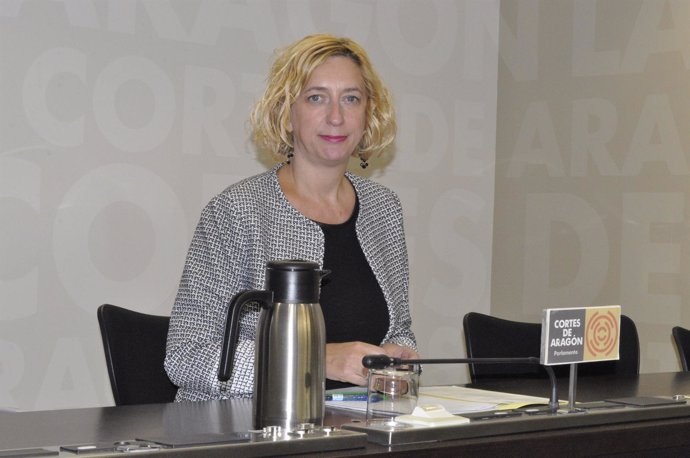 Patricia Luquin (IU), en la sala de prensa de las Cortes de Aragón