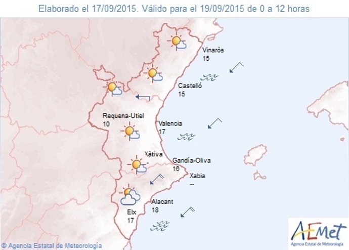 Previsión del tiempo para la jornada de este sábado en la Comunitat