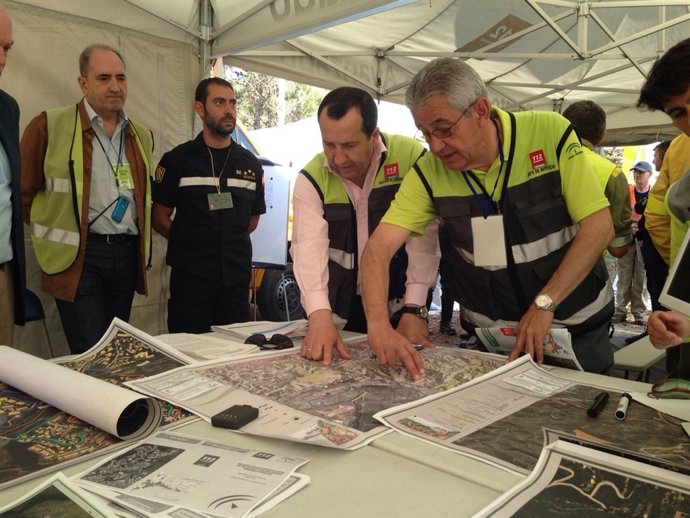Simulacro de un incendio en Málaga. 