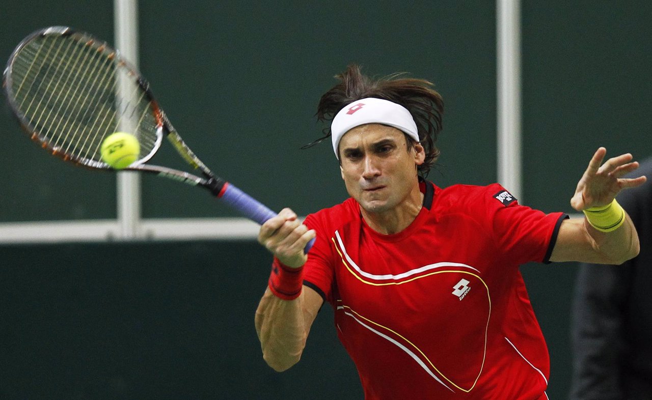 David Ferrer en un partido de la Copa Davis