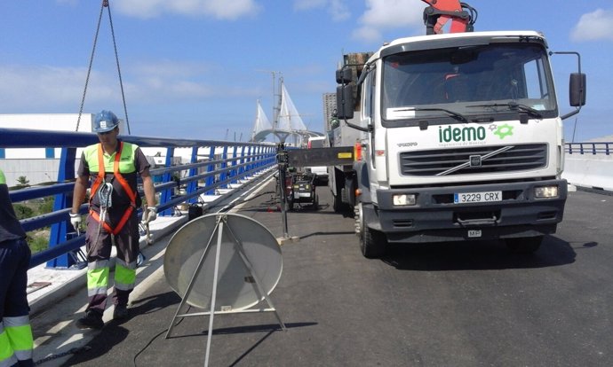 Trabajos en el segundo puente de Cádiz